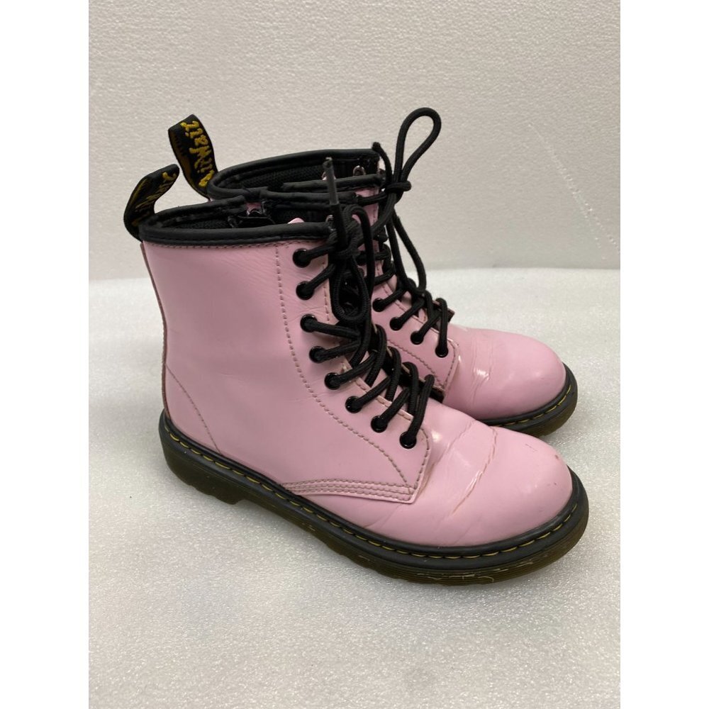 Dr. Martens Pink patent Leather Ankle Boots 1460J Youth size 2 Zip Lace Barbie - Picture 15 of 15